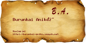 Burunkai Anikó névjegykártya